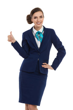 Stewardess Gives Thumb Up