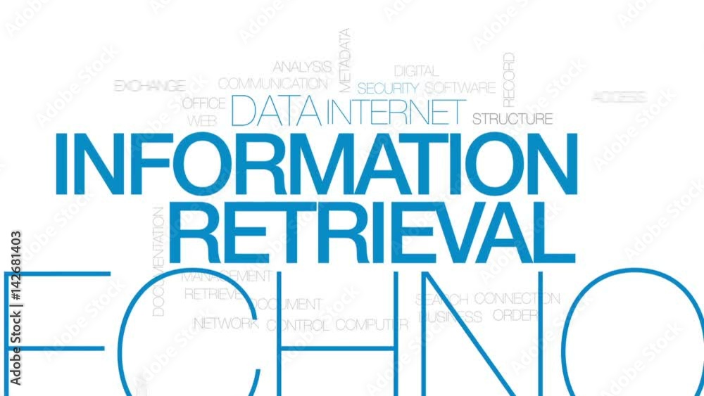 Poster information retrieval animated word cloud, text design animation. kinetic typography.