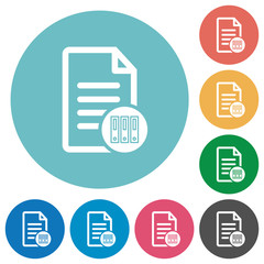 Archive document flat round icons