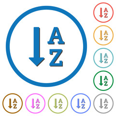 Fototapeta premium Alphabetically ascending ordered list icons with shadows and outlines