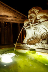 Pantheon fountain in the night. Rome, Italy