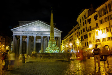 fountain in front of Pantheon at the Piazza della Rotonda. Rome, Italy