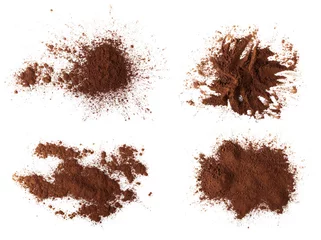Deurstickers set pile cocoa powder isolated on white background © dule964