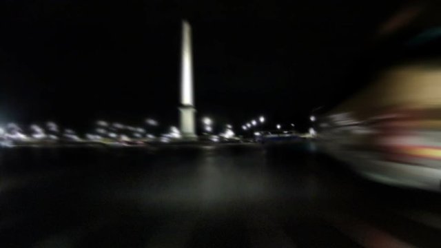 Fast night car trip in Paris