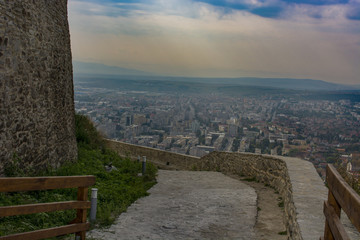 Aerial view of the city of Deva from fortress build in 1250, photo taken in summer 2016
