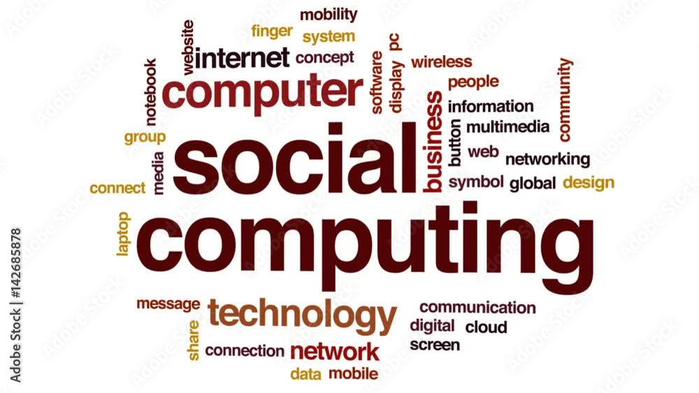 Poster social computing animated word cloud, text design animation.