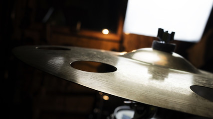 Drum Cymbal In Music Studio Close Up