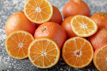 Tangerines on table, close up