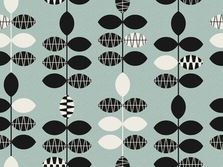 seamless retro pattern with leaves - 142687410