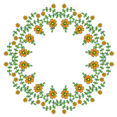 Decorative floral round frames with orange flower for design template
