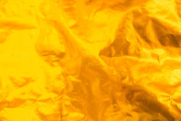 Naklejka na ściany i meble Closeup of yellow wrinkled paper texture background