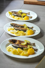 Grilled trout with lime and potato