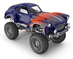Sport car is an SUV on huge wheels. Monster truck. 3d image. © Wire_man