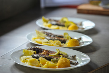 Grilled trout with lime and potato