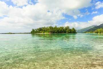 The Beautiful sea and small Island near Moorae Island at Tahiti PAPEETE, FRENCH POLYNESIA.