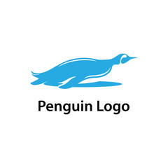 Cute Penguin Logo Template Slide on Ice