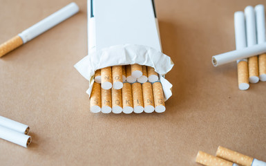 Cigarettes with inscription "No smoking"