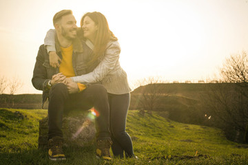 Happy couple in the park.