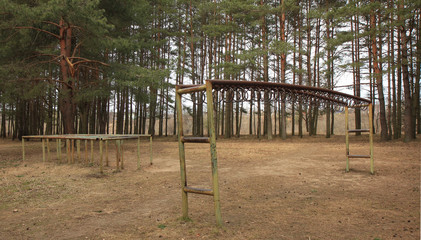 Metal simulators in a pine forest in Belarus