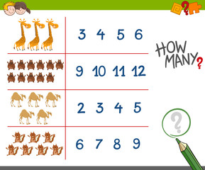 counting activity with cute animals