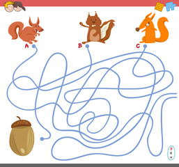 maze game with squirrel characters