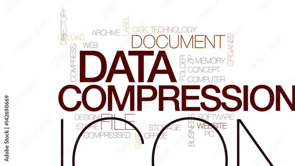 Poster data compression animated word cloud, text design animation. kinetic typography.