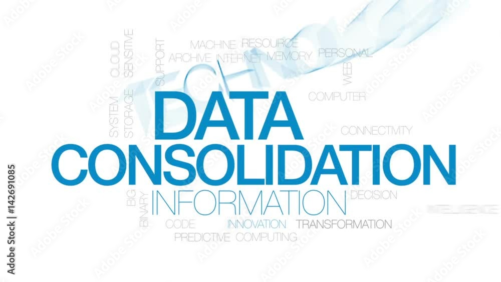 Poster data consolidation animated word cloud, text design animation. kinetic typography.