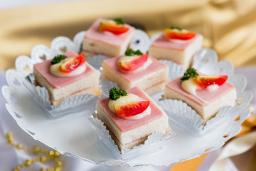 Strawberry Cake Dessert on White plate for party