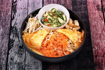 Pastry stuffed crispy egg crepe .