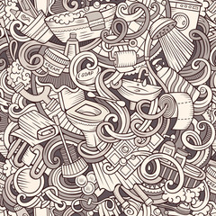 Cartoon cute doodles Bathroom seamless pattern