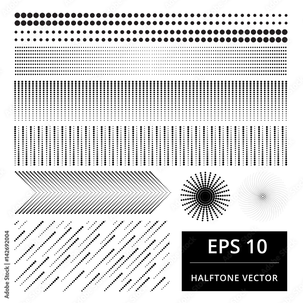 Poster set of abstract halftone vector element