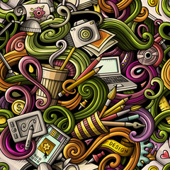 Cartoon hand-drawn doodles on the subject of Design seamless pattern