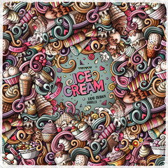 Cartoon hand-drawn doodles Ice Cream frame