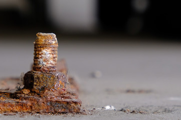 a rust screw , some path of it still under  the ground - 142692807