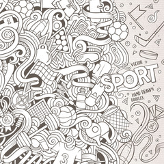 Fototapeta na wymiar Cartoon cute doodles Sport frame