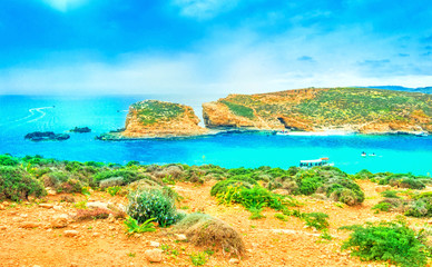 Fototapeta premium Beautiful view over the famous Comino island in summer, part of Blue Lagoon region of Malta