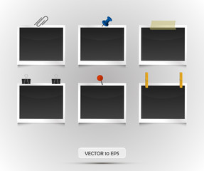 Photo frames collection. Vector illustration. Retro vintage style. Empty place for your text or photo. Realistic photo icon.