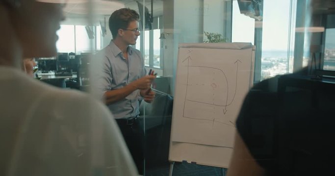 Businessman showing actual estimate business results