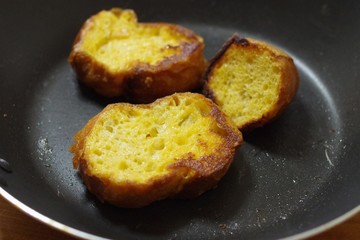 French toast on frying pan