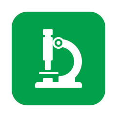 Microscope flat icon, filled vector sign, colorful pictogram on rounded square button isolated on white. Research symbol, logo illustration. Flat design, pixel perfect