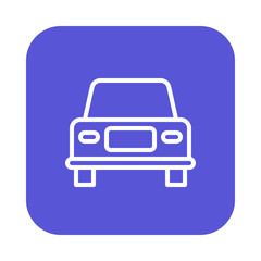 Car, vehicle flat line icon, linear vector sign on colorful rounded square button isolated on white. Symbol, logo illustration. Flat design, pixel perfect