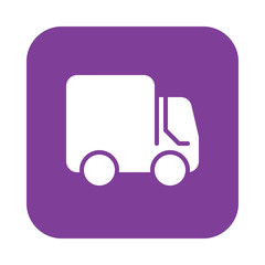 Lorry, Delivery, Shipping flat icon, filled vector sign, colorful pictogram on rounded square button isolated on white. Symbol, logo illustration. Flat design, pixel perfect