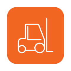 Forklift flat line icon, linear vector sign on colorful rounded square button isolated on white. Symbol, logo illustration. Flat design, pixel perfect
