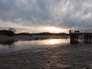 Sunset Over a Beautiful River with the Tide Low