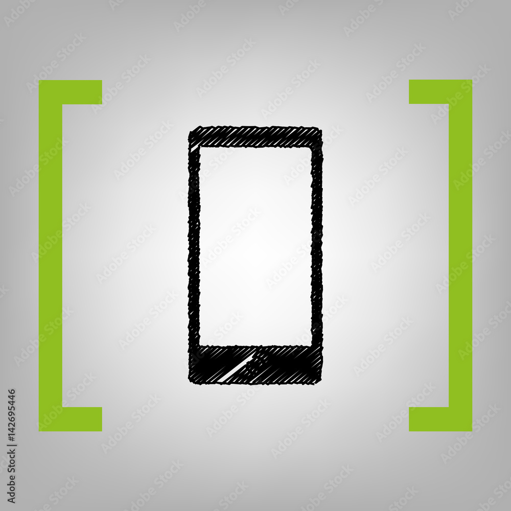 Poster abstract style modern gadget with blank screen. template for any content. vector. black scribble ico