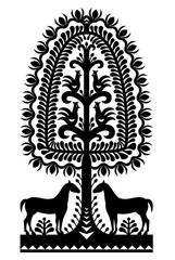 Polish folk art pattern Wycinanki Kurpiowskie in black