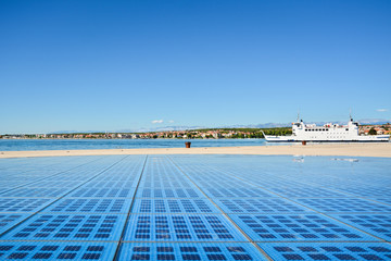 Monument to the Sun, Zadar, Croatia (Pozdrav suncu). Huge circle from glass plates with solar modules, which produces show of light at night.