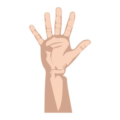 sketch silhouette skin color left arm with open hand vector illustration