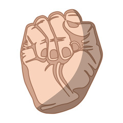 sketch silhouette skin color hand with closed fist in relief vector illustration
