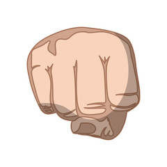 sketch silhouette skin color left hand front fist in relief vector illustration